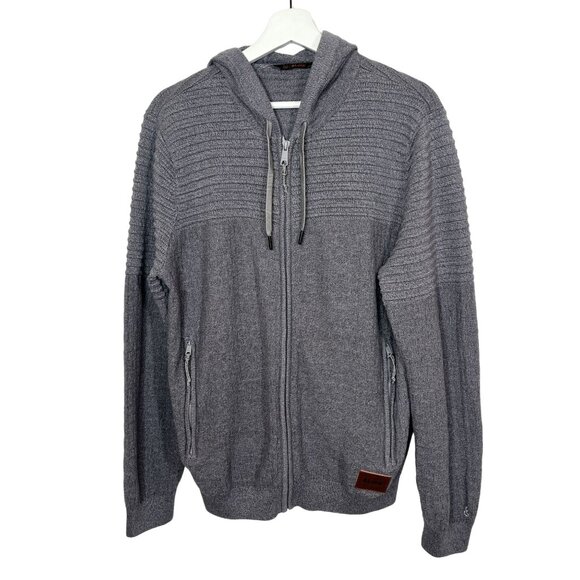 Lore Tahoe Rivers Men’s Knit Zip Hoodie Sweater Gray Medium Fall Cozy Casual - Picture 1 of 15